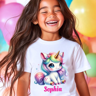 Camiseta Niñas estrella mágica unicornio brillo