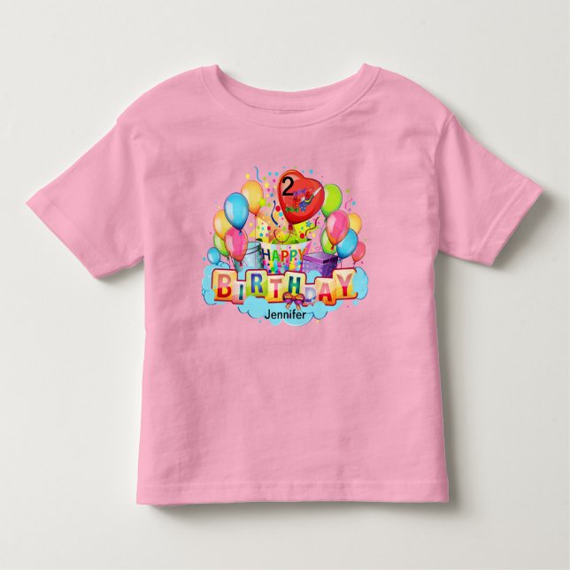 Camiseta Niñas Feliz Cumpleaños TU NOMBRE Y EDAD (Anverso)