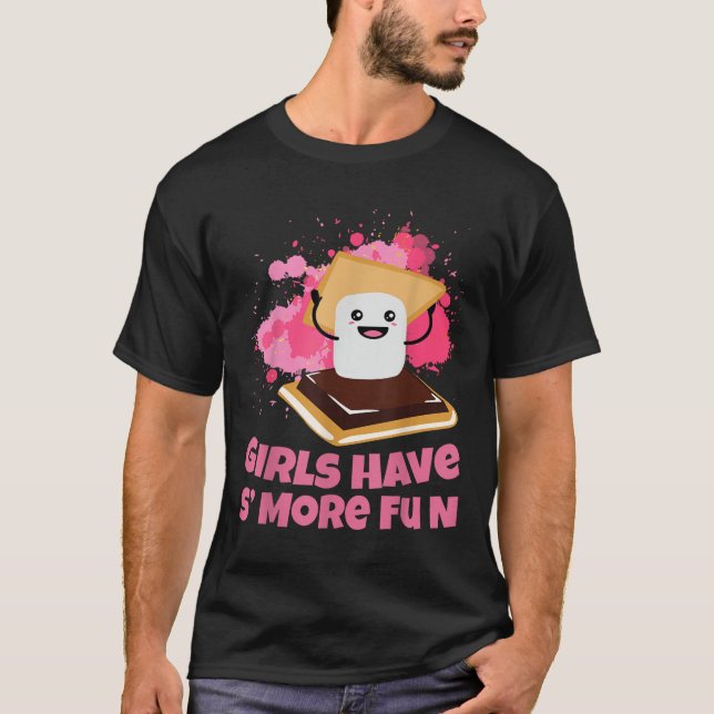 Camiseta Niñas Lindas de Camping con Smores se Divierten má (Anverso)