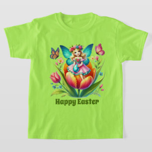 Camiseta Niñas lindas Hada de Pascua Feliz personalizable