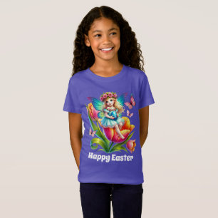 Camiseta Niñas lindas Hada Feliz Pascua personalizable