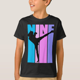 Camiseta Niñas Niños 9º Cumpleaños Kickboxing Kickboxer Chi