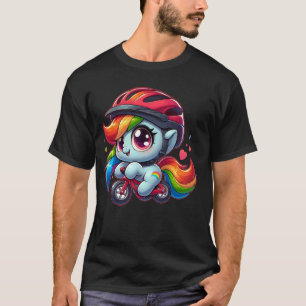 Camiseta Niñas Niños Bebé Caballo Divertido Montando Bicicl