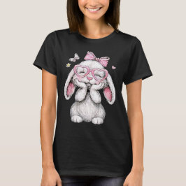 Camiseta Niñas Pascua Cara de Conejito Lindo Rosa Pascua Ni