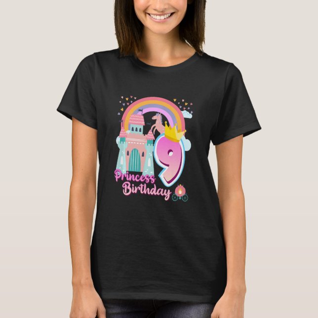 Camiseta Niñas princesa 9º aniversario Caballo Castillo Arc (Anverso)