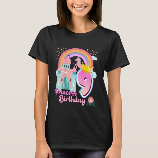 Camiseta Niñas princesa 9º aniversario Caballo Castillo Arc (Anverso)