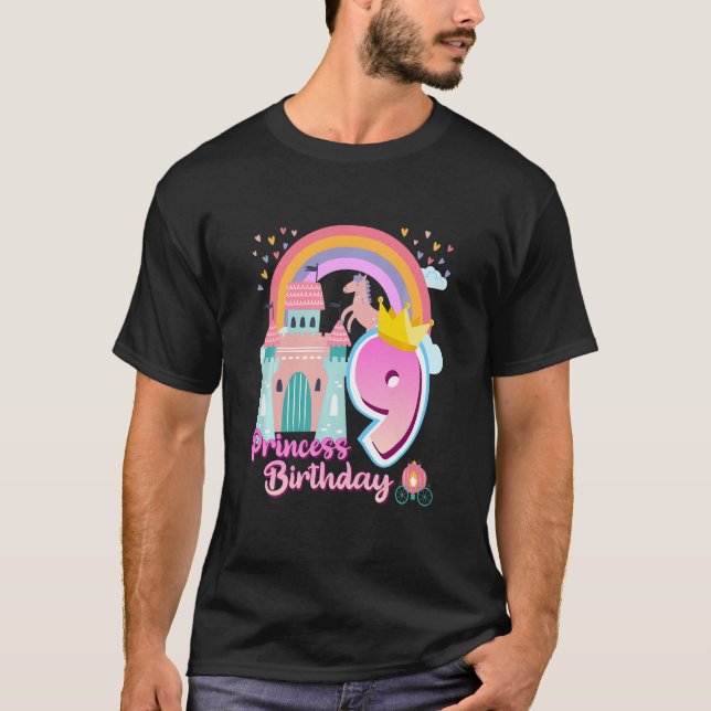 Camiseta Niñas princesa 9º aniversario Caballo Castillo Arc (Anverso)