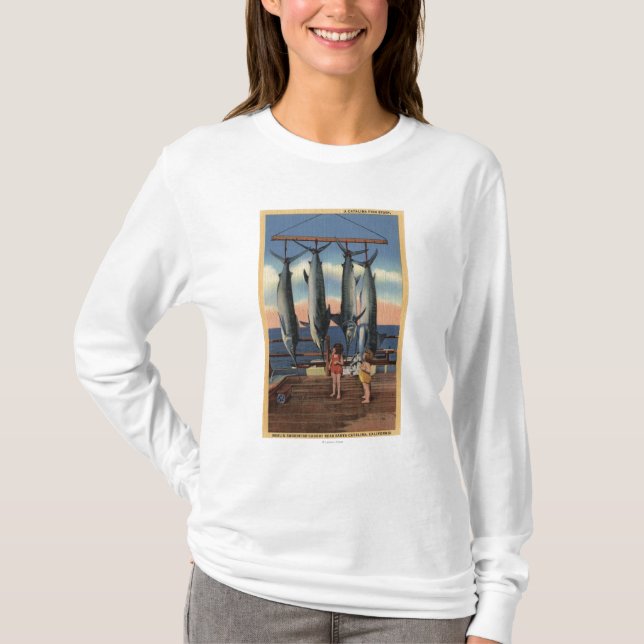 Camiseta Niñas que miran peces espadas cogidos (Anverso)