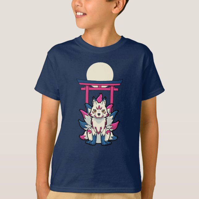 Camiseta Nine-Tailed Kitsune Fox- Fun Yokai (Anverso)