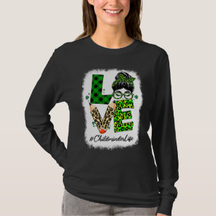 Camiseta Niñera Ama Mujeres Rubio Desordenado Moño St Patri