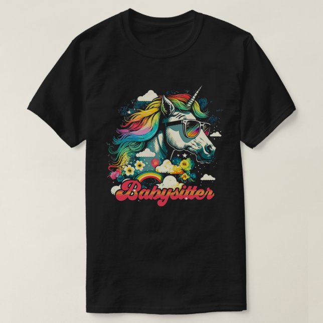 Camiseta Niñera con unicornio arcoiris (Diseño del anverso)