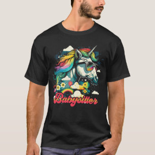 Camiseta Niñera con unicornio arcoiris