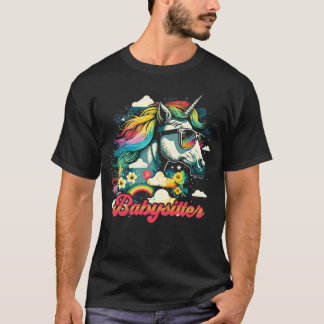 Camiseta Niñera con unicornio arcoiris