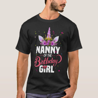 Camiseta Niñera De La Familia Unicorn, Chica De Cumpleaños