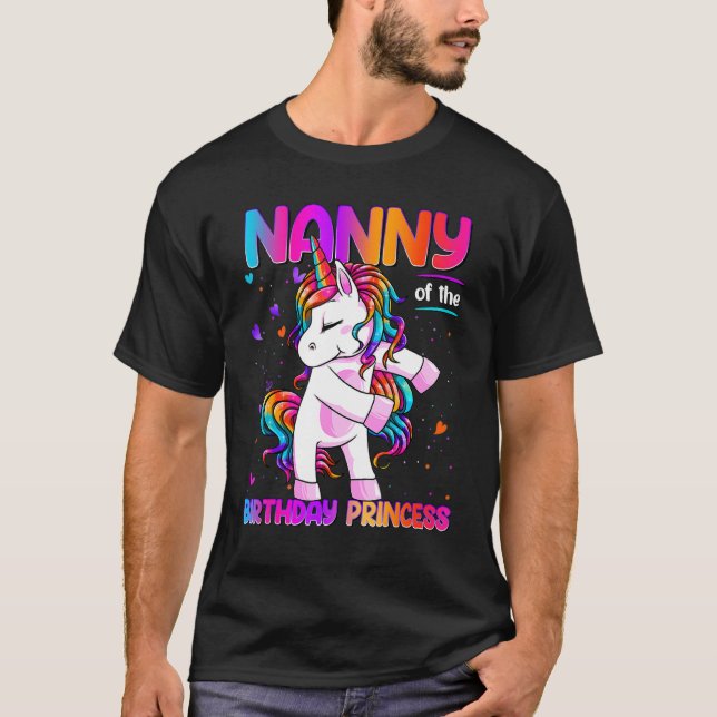 Camiseta Niñera de la Princesa de Cumpleaños Chica Dabbing  (Anverso)