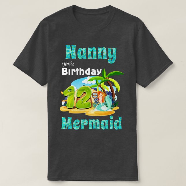 Camiseta Niñera De Sirena Cuta Del 12º Cumpleaños (Diseño del anverso)