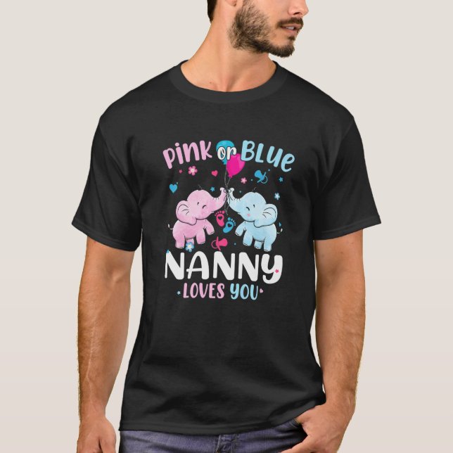 Camiseta Niñera Rosa O Azul Te Ama Género Revelar Elefán (Anverso)