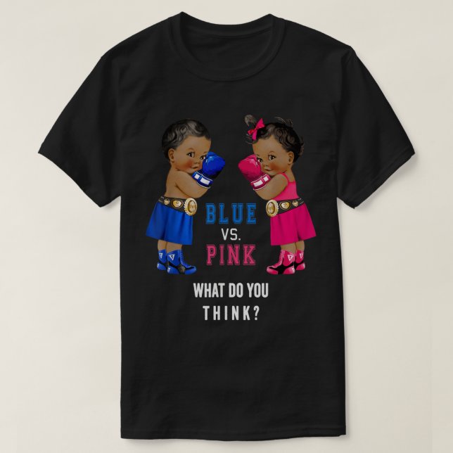 Camiseta Niñez de boxeo de etnia azul contra rosa género re (Diseño del anverso)