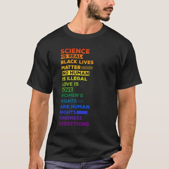 Camiseta ¡Ningún humano es ilegal! ¡El amor es amor! (Anverso)