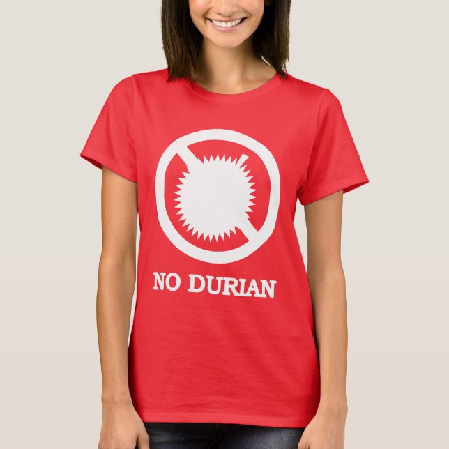 Camiseta NINGÚN Rótulo de la fruta tropical del Durian (Anverso)