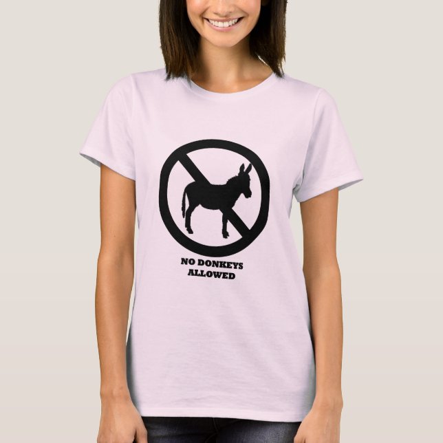 Camiseta Ningunos burros permitidos - mujeres rosadas (Anverso)