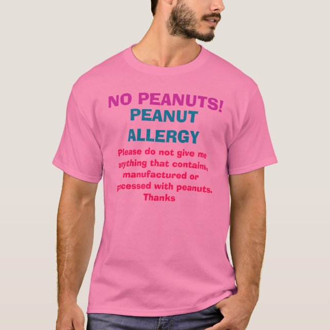Camiseta ¡NINGUNOS CACAHUETES! , la ALERGIA del CACAHUETE, (Anverso)