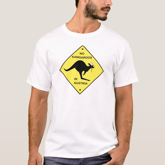 Camiseta ¡Ningunos canguros en Austria! (Anverso)