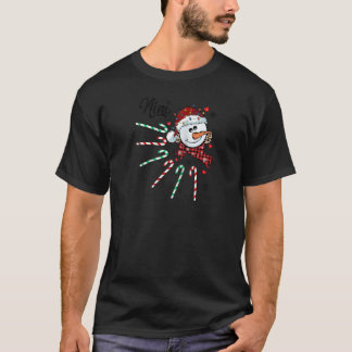 Camiseta Nini Snowman Candy Cane Navidades Xmas Graciosa Ra