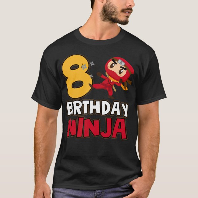 Camiseta Ninja 8.º cumpleaños del astronauta de la torta Ni (Anverso)