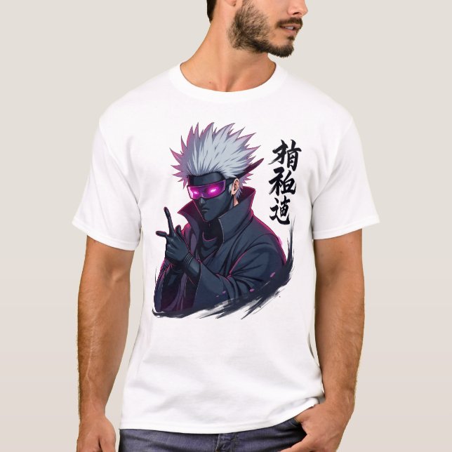 Camiseta Ninja anime futurista con visera de ciber brillant (Anverso)