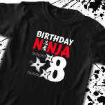 Camiseta Ninja Birthday Party - Birthday Ninja 8<br><div class="desc">This Birthday Ninja 8 design is a great choice for an 8 year old ninja birthday party theme. Featuring the Japanese symbol for Ninjutsu with cartoon ninja throwing stars, your birthday boy or birthday girl is sure to love this action-filled design. It is perfect for 8 year olds who like...</div>