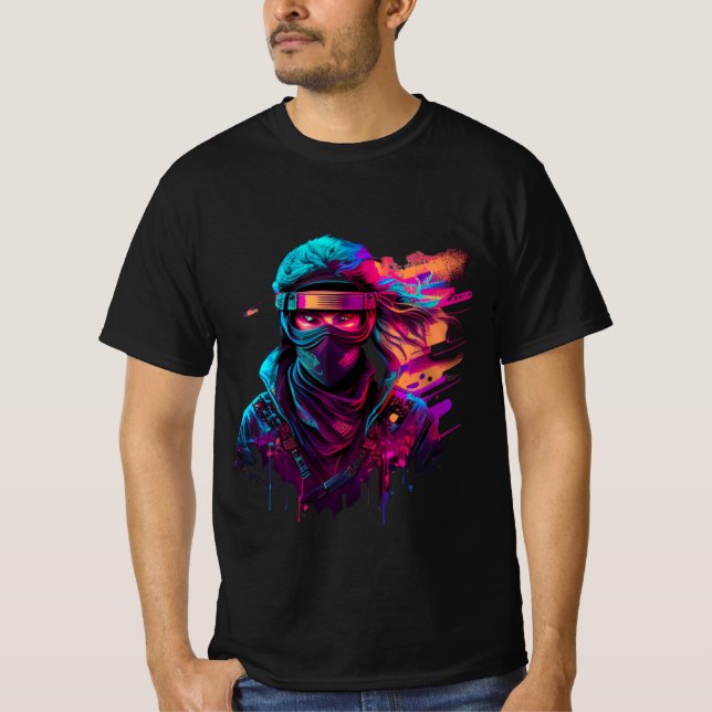 Camiseta ninja Bold 80's Retro Synthwave Graphic Tee (Anverso)