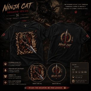Camiseta Ninja Cat Shadow Spear – Guerrero 3D Pop-