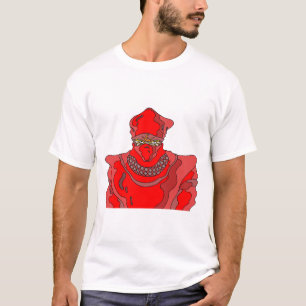 Camiseta Ninja con atuendo rojo.