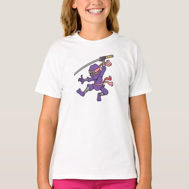 Camiseta Ninja de salto púrpura adaptable (Anverso)