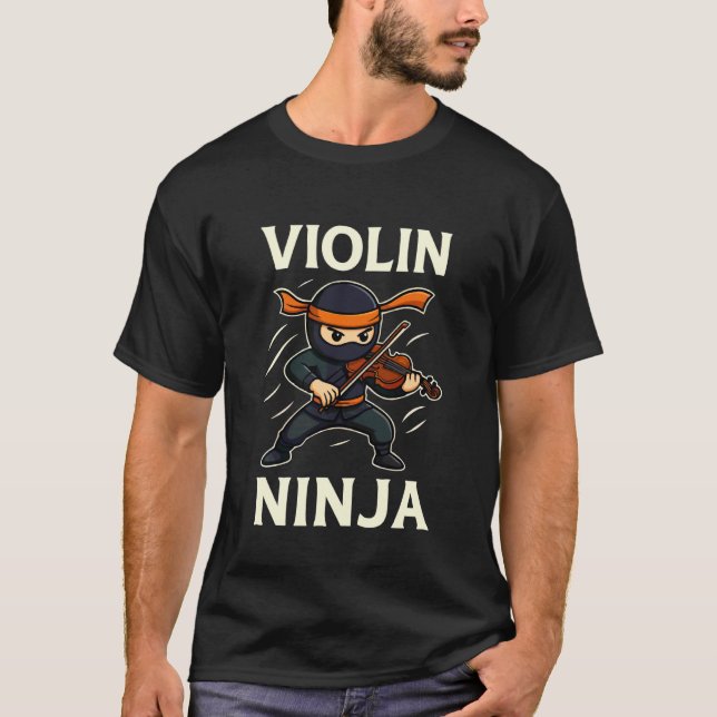 Camiseta Ninja Divertido Tocando Violín (Anverso)