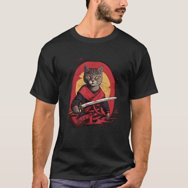 Camiseta Ninja Gats Stealthy Felines Ninja Kittens Samurai (Anverso)