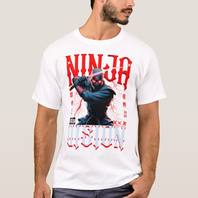 Camiseta Ninja Holding Katana – Dark Urban Style Art Design (Anverso)