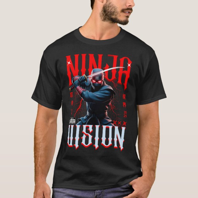 Camiseta Ninja Holding Katana – Dark Urban Style Art Design (Anverso)