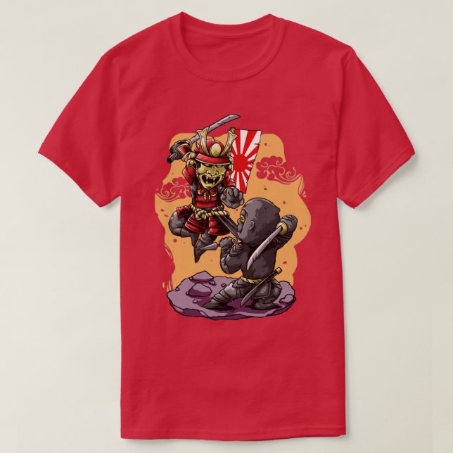 Camiseta ninja japonesa vs samurai (Diseño del anverso)