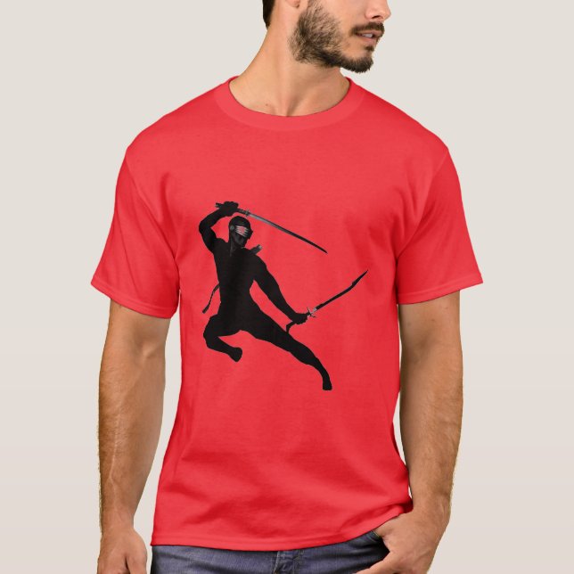 Camiseta Ninja negro en rojo (Anverso)