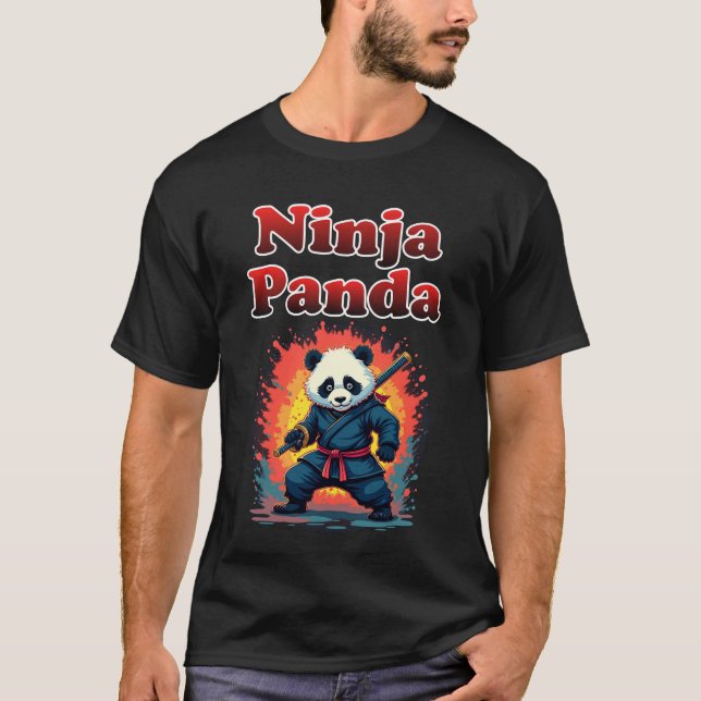 Camiseta Ninja Panda T-Shirt Cute Samurai Style (Anverso)