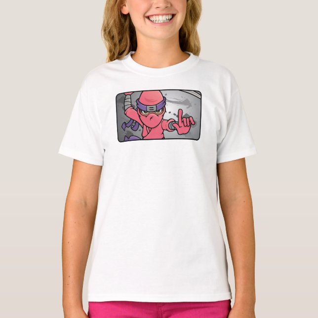 Camiseta Ninja rosa personalizable (Anverso)