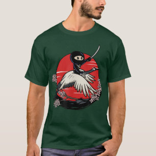 Camiseta Ninja Tomo Riding Crane Japanese Fantasy Anime 