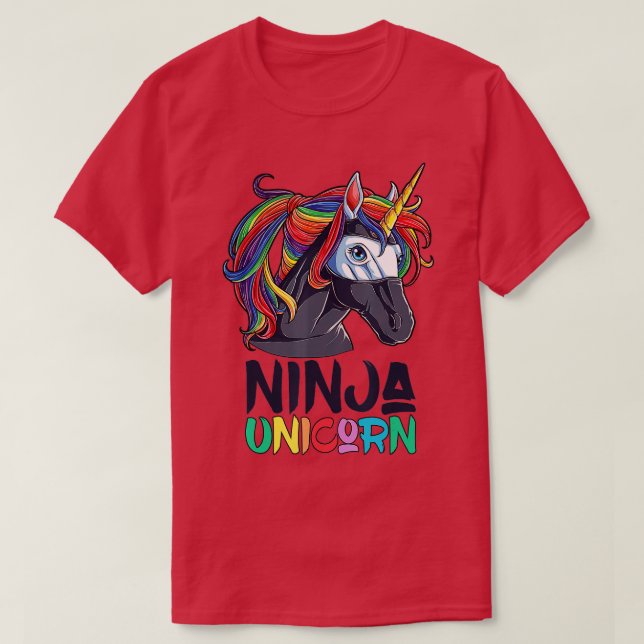 Camiseta Ninja Unicornio Chicas luchan contra las artes mar (Diseño del anverso)