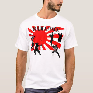 Camiseta Ninjas del negro del ataque de Ninja en bandera