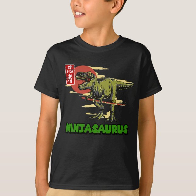 Camiseta Ninjasaurus T rex Dinosaur Hombres Familia del Día (Anverso)