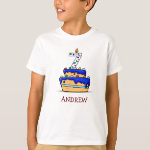 Camiseta Niño 7 cumpleaños, 7 en dulce pastel azul