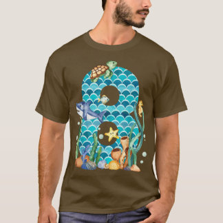 Camiseta Niño 8 Acuario de animales de mar de cumpleaños 8