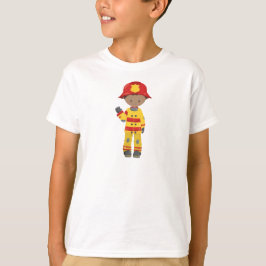 Camiseta Niño afroamericano, bombero, bombero, casco